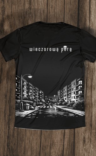 wieczorową porą koszulka męska – real foto + wizualizacja