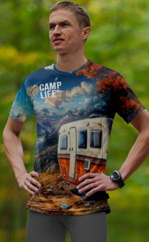 camp life koszulka męska – real foto + wizualizacja