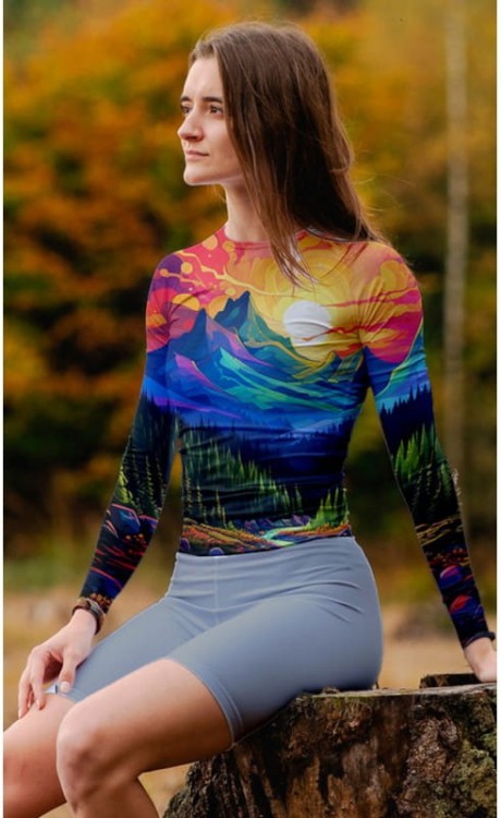 neon mountain rashguard long