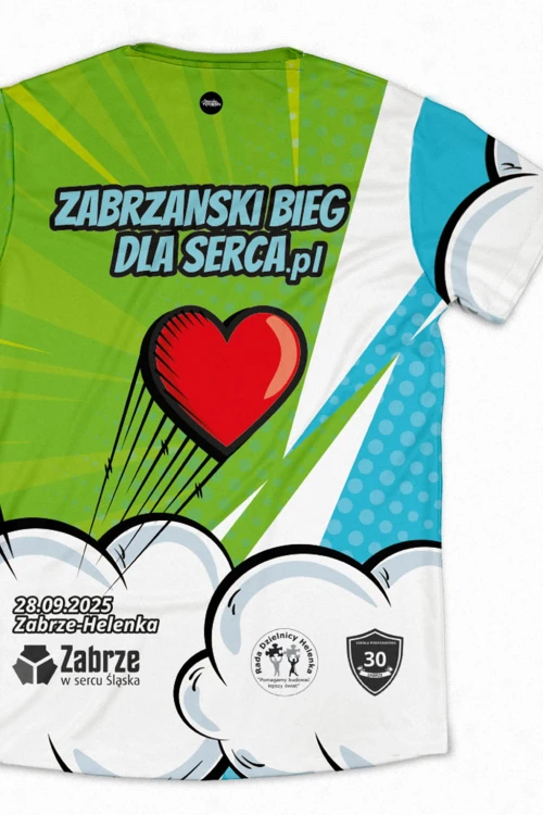 Zabrzański Bieg Dla Serca 2025 koszulka – wizualizacja